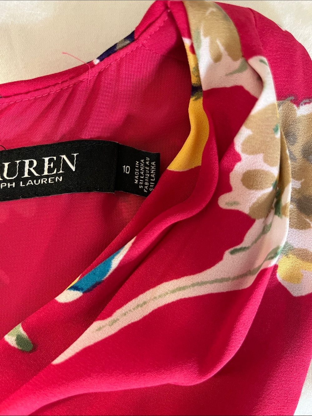 Ralph Lauren Bright Fuchsia Floral Cross-Neck Midi Dress - Picture 3 of 14